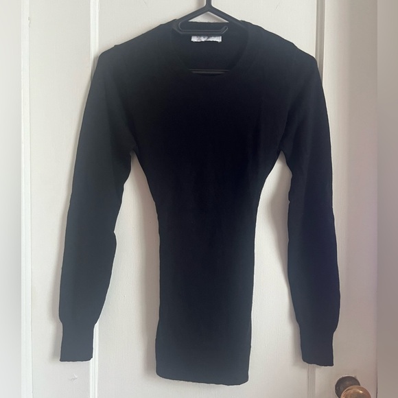 Sandro Black Crew Neck Sweater wool cashmere XS - Picture 2 of 6